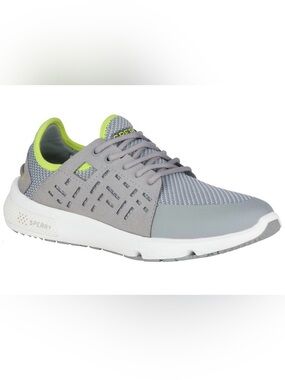 Sperry 7 Seas Sport Mesh Sneakers in Grey with Chartreuse, Size 7, Like New!